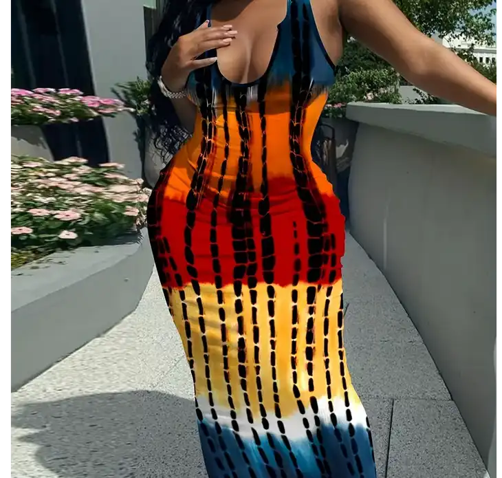 Color Block Printed Dress