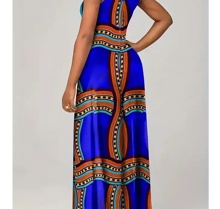 Plus Size Elegant Dress, Women's Plus Geometric Print Cut