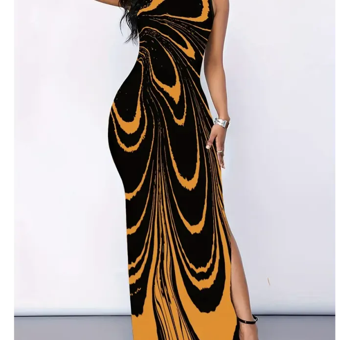 Split Crew Neck Maxi Dress