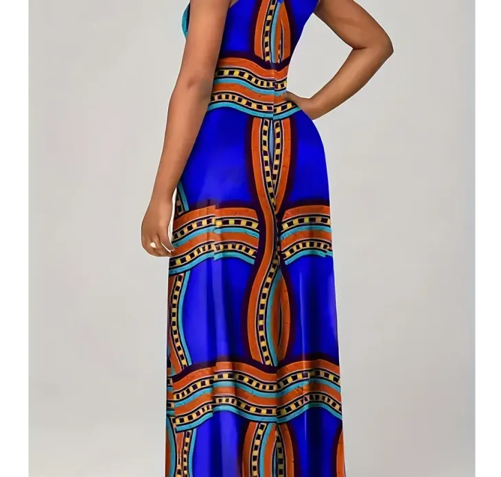 Plus Size Elegant Dress, Women's Plus Geometric Print Cut