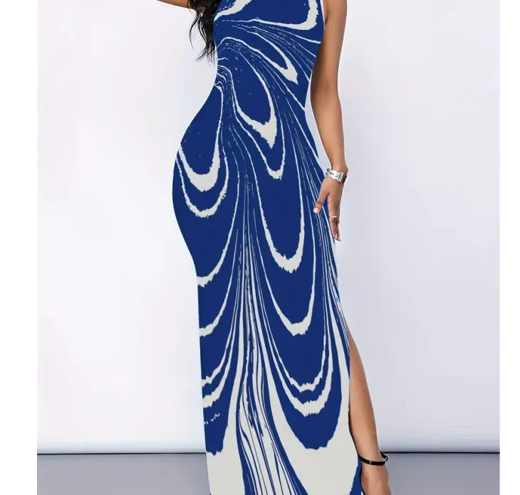 Split Crew Neck Maxi Dress